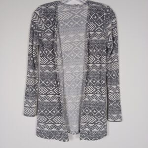 Charlotte Russe Women’s Open Front Cardigan Sweater Size XS Gray White Stripe